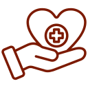 Icon with hand holding a heart shaped