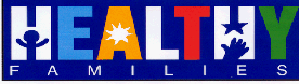Healthy Families program logo with a colorful "HEALTHY" wordmark, child and sun icons, and a blue "FAMILIES" footer.