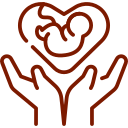 Icon of a hand with a baby inside of the heart